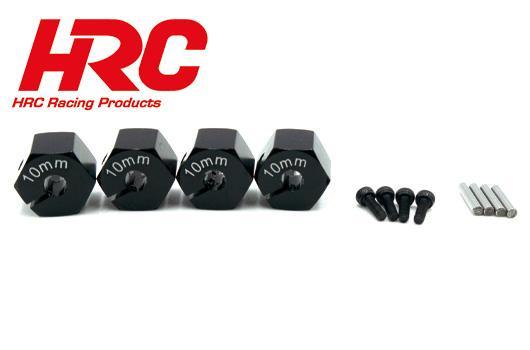 HRC Racing - HRC1082BK10 - Tuningteil - 1/10 Touring / Drift - Aluminium - 12mm Radmitnehmer - 10mm Breit - Schwarz (4 Stk.)