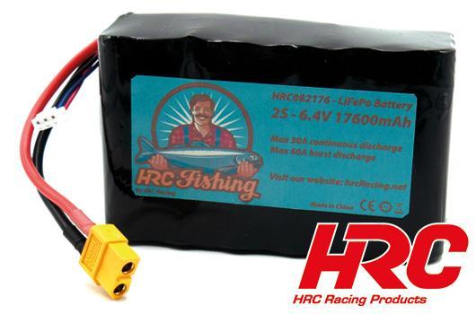 HRC Racing - HRC082176 - Battery - LiFePo 2S - 6.4V 17600mAh 30A/60A - RC BaitBoat - HRC 17600 - No Case - XT60 Plug - 112x71x56mm