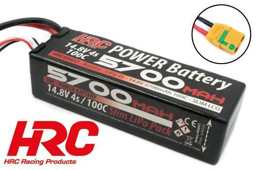 HRC Racing - HRC04457X - Akku - LiPo 4S - 14.8V 5700mAh 100C - Hard Case SLIM LCG - XT90AS 138x47x37mm