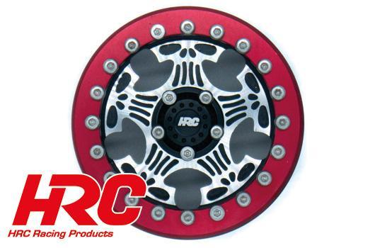 Jantes - 1/10 Crawler - 1.9" - 12mm Hex - Aluminium - Skull Beadlock - Rouge (4 pces)
