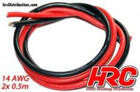 Kabel -  14 AWG / 2.0mm2 - Silber (400 x 0.08) - Rot und Schwarz (0.5m jedes)