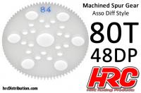 Spur Gear - 48DP - Low Friction Machined Delrin - Diff Style - 80T