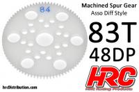 Spur Gear - 48DP - Low Friction Machined Delrin - Diff Style -  83T