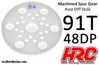 Spur Gear - 48DP - Low Friction Machined Delrin - Diff Style -  91T