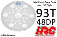 Spur Gear - 48DP - Low Friction Machined Delrin - Diff Style -  93T