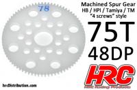 Spur Gear - 48DP - Low Friction Machined Delrin - HPI/HB/Tamiya Style - 75T