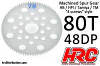 Spur Gear - 48DP - Low Friction Machined Delrin - HPI/HB/Tamiya Style - 80T