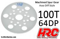 Spur Gear - 64DP - Low Friction Machined Delrin - Diff Style - 100T