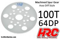 Spur Gear - 64DP - Low Friction Machined Delrin - Diff Style - 100T