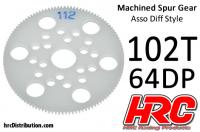 Spur Gear - 64DP - Low Friction Machined Delrin - Diff Style - 102T