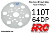 Spur Gear - 64DP - Low Friction Machined Delrin - Diff Style - 110T