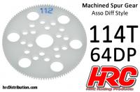 Spur Gear - 64DP - Low Friction Machined Delrin - Diff Style - 114T