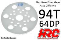 Spur Gear - 64DP - Low Friction Machined Delrin - Diff Style - 94T
