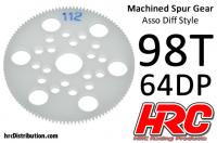 Spur Gear - 64DP - Low Friction Machined Delrin - Diff Style - 98T