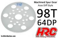 Spur Gear - 64DP - Low Friction Machined Delrin - Diff Style -  98T