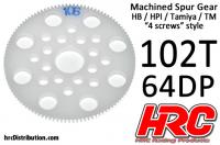 Spur Gear - 64DP - Low Friction Machined Delrin - HPI/HB/Tamiya Style - 102T