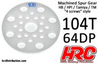 Spur Gear - 64DP - Low Friction Machined Delrin - HPI/HB/Tamiya Style - 104T