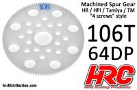 Spur Gear - 64DP - Low Friction Machined Delrin - HPI/HB/Tamiya Style - 106T