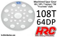 Spur Gear - 64DP - Low Friction Machined Delrin - HPI/HB/Tamiya Style - 108T