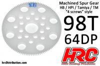 Spur Gear - 64DP - Low Friction Machined Delrin - HPI/HB/Tamiya Style - 98T