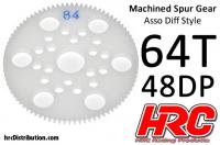 Spur Gear - 48DP - Low Friction Machined Delrin - Diff Style - 64T