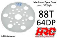 Spur Gear - 64DP - Low Friction Machined Delrin - Diff Style - 88T