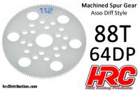 Spur Gear - 64DP - Low Friction Machined Delrin - Diff Style -  88T