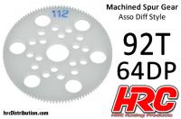 Spur Gear - 64DP - Low Friction Machined Delrin - Diff Style - 92T