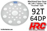 Spur Gear - 64DP - Low Friction Machined Delrin - HPI/HB/Tamiya Style - 92T