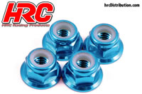 Wheel Nuts - M4 nyloc flanged - Aluminum - Blue (4 pcs)