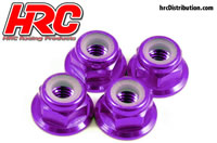 Wheel Nuts - M4 nyloc flanged - Aluminum - Purple (4 pcs)