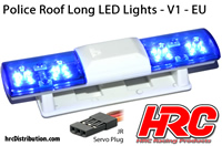 Set d'éclairage - 1/10 TC/Drift - LED - Prise JR - Barre de toit Police V1 - 6 modes de clignotement (Bleu / Bleu) 105x30x26mm