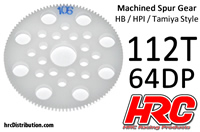Spur Gear - 64DP - Low Friction Machined Delrin - HPI/HB/Tamiya Style - 112T