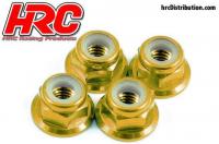 Radmuttern - M4 nyloc geflanscht - Aluminium - Gold (4 Stk.)