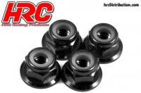 Wheel Nuts - M4 nyloc flanged - Aluminum - Black (4 pcs)