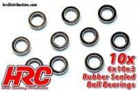 Ball Bearings - metric - 6x10x3mm Rubber sealed (10 pcs)