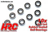 Ball Bearings - metric - 5x11x4mm Rubber sealed (10 pcs)