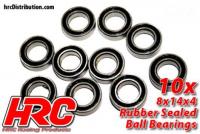 Ball Bearings - metric - 8x14x4mm Rubber sealed (10 pcs)