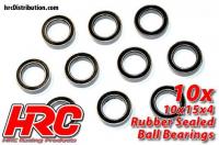 Ball Bearings - metric - 10x15x4mm Rubber sealed (10 pcs)