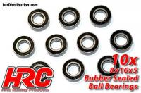 Ball Bearings - metric - 8x16x5mm Rubber sealed (10 pcs)