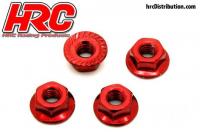 Wheel Nuts - M4 serrated flanged - Steel - Red (4 pcs)