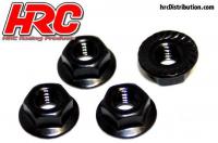 Wheel Nuts -M4 serrated flanged - Steel - Black (4 pcs)