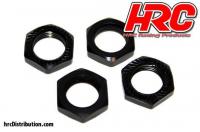 Wheel Nuts 1/8 - 17mm x 1.0 - serrated flanged - Black (4 pcs)