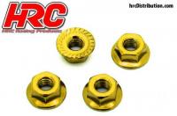 Wheel Nuts - M4 serrated flanged - Steel - Gold (4 pcs)