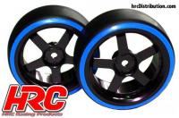 Gomme - 1/10 Drift - montato - Cerchi 5-Spoke 3mm Offset - Dual Color - Slick - Nero/Blu (2 pzi)