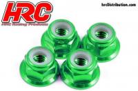 Wheel Nuts - M4 nyloc flanged - Aluminium - Green (4 pcs)