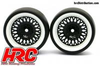 Reifen - 1/10 Drift - montiert - CLS Schwarz/Weiss Felgen 6mm Offset - Slick (2 Stk.)