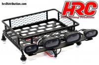 Parti di carrozzeria - 1/10 Accessory - Scale - Portapacchi 10x11x4 per Crawler - con fari LEDs - Nero