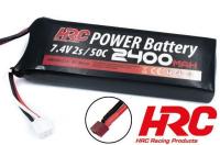 Batteria - LiPo 2S - 7.4V 2400mAh 50C No Case RC Car Micro - Ultra T Connettore 102x35x20mm