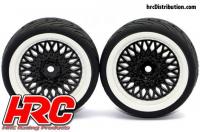 Tires - 1/10 Touring - mounted - CLS Black/White Wheels - 12mm Hex - HRC Street-V II (2 pcs)